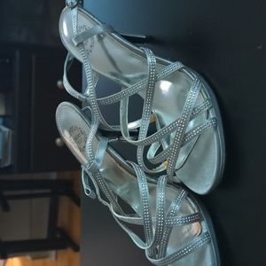 I.Millier silver sparkle strappy pump.